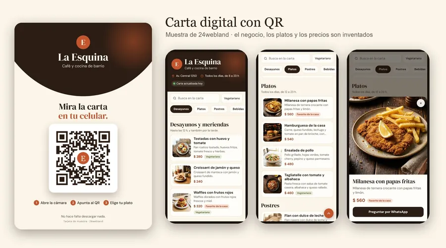 Carta digital con QR de muestra