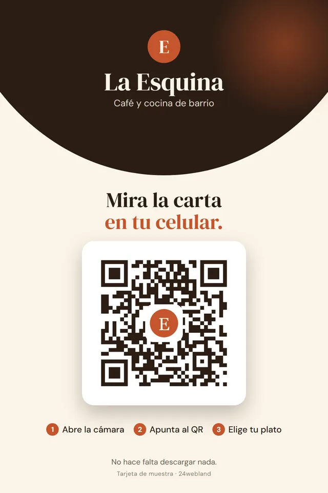 Tarjeta de mesa con el QR de la carta