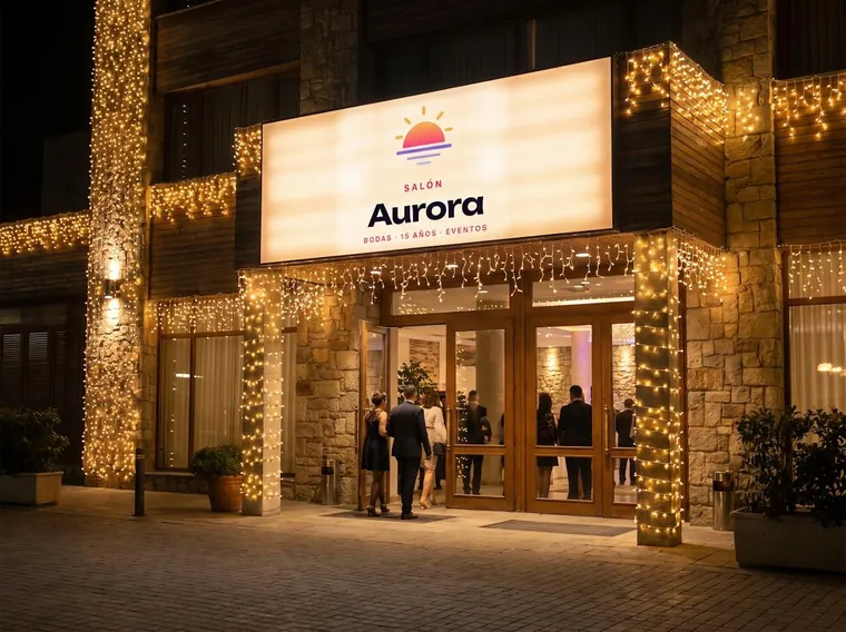 Salón Aurora: logo aplicado (cartel)