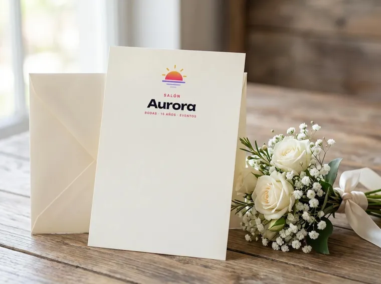 Salón Aurora: logo aplicado (invitacion)