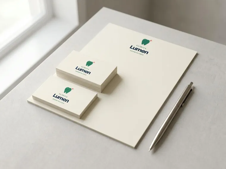 Clínica Lumen: logo aplicado (tarjetas)