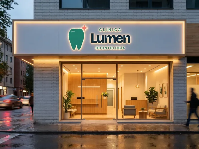 Clínica Lumen: logo aplicado (fachada)