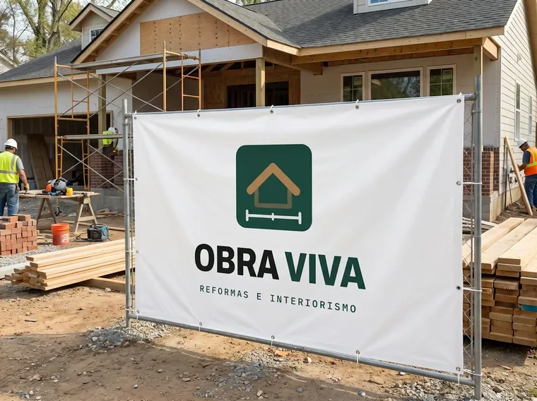 Obra Viva: logo aplicado (cartel de obra)