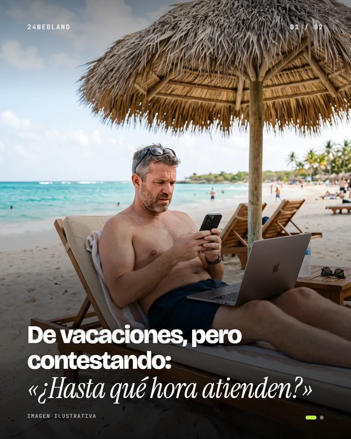 De vacaciones, pero contestando (lámina 1 de 2)